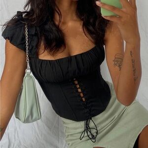 Princess Polly Black Corset Harry Top